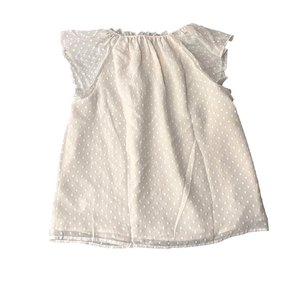 J.Crew Ivory Clip Dot Flutter Sleeve Ruffle Blouse M NWT Work Top - Picture 4 of 6